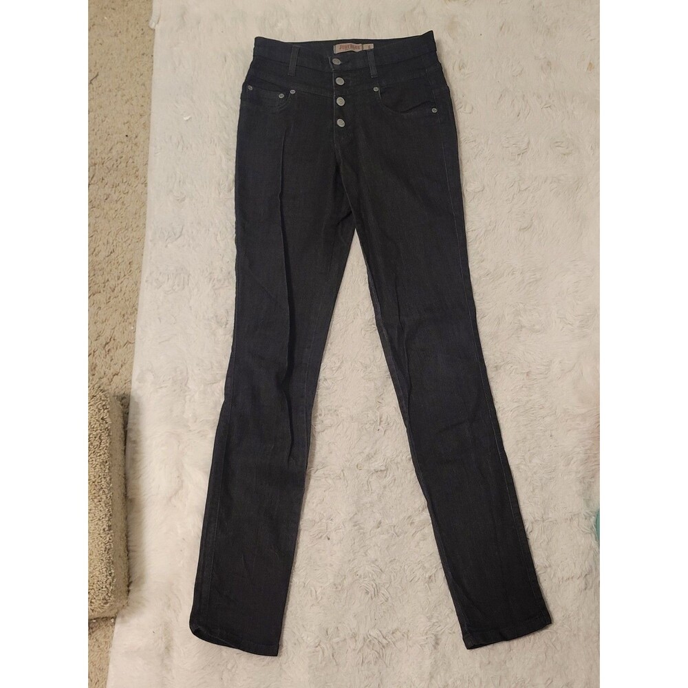 Jeans Judy blue pants high waisted dark wash multiple buttons pockets pinup goth